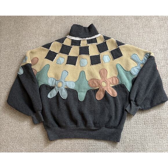 Free People We The Free Flower Power Pullover Gray Multi Size XS Half Zip Fleece - Picture 9 of 9